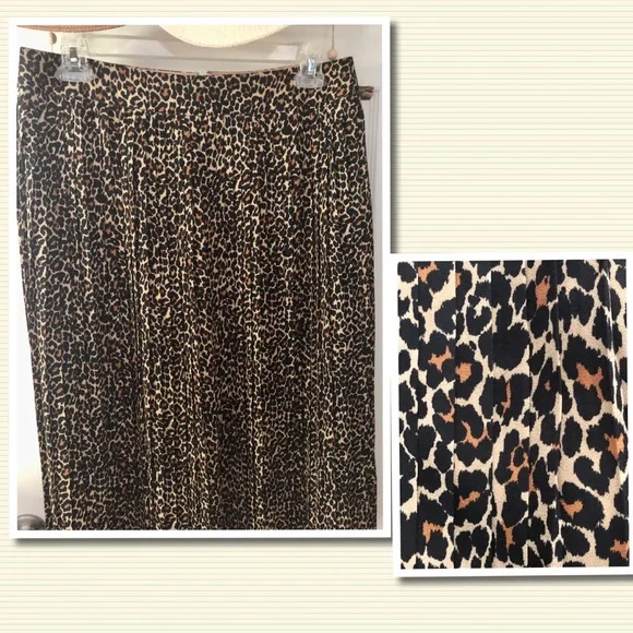 NWT J CREW ANIMAL PRINT FULLY PLEATED SKIRT SZ 14 - Picture 3 of 4